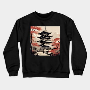 pagoda japanese type art style Crewneck Sweatshirt